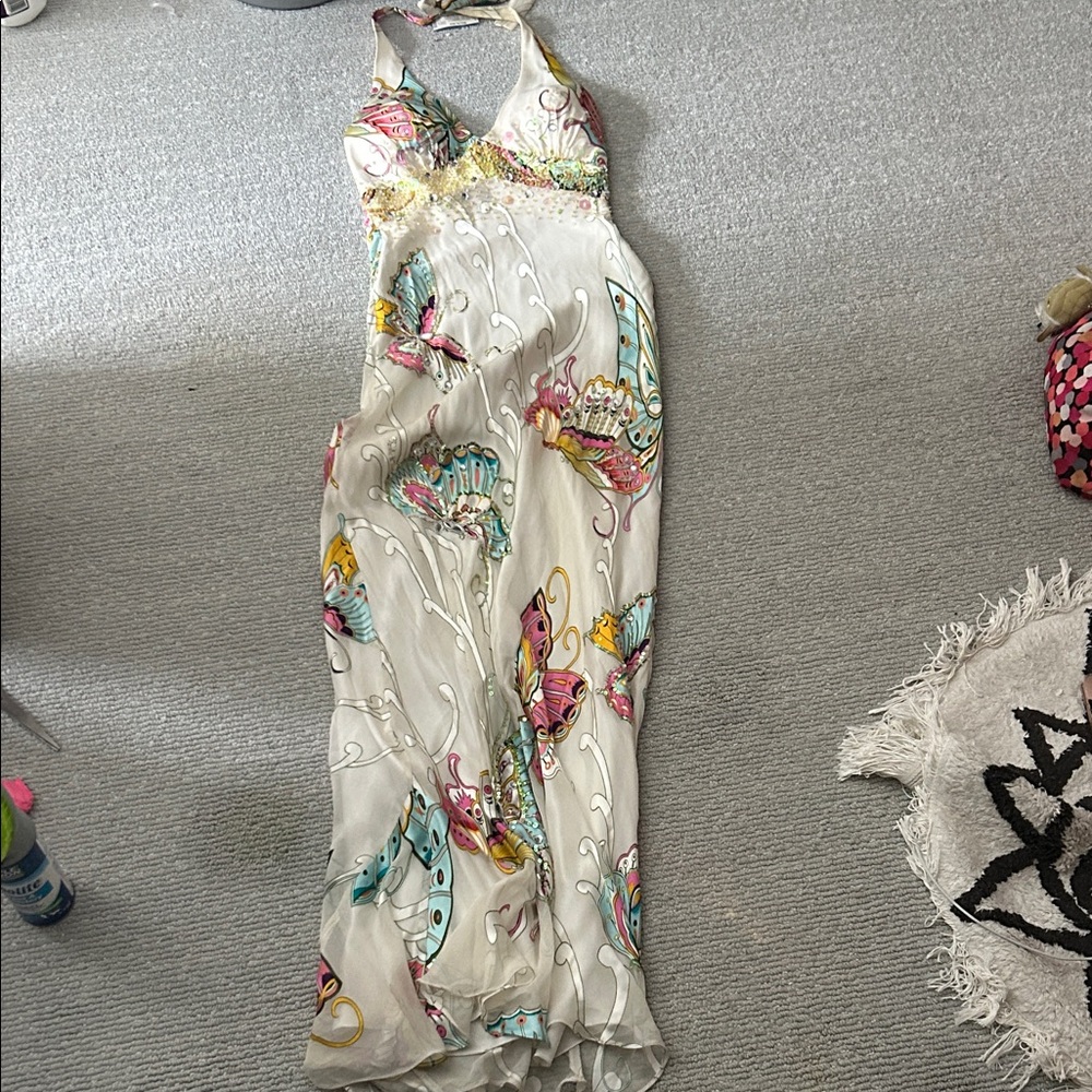 Halter Butterfly Print Maxi Dress - Mary L Couture - Picture 4 of 7